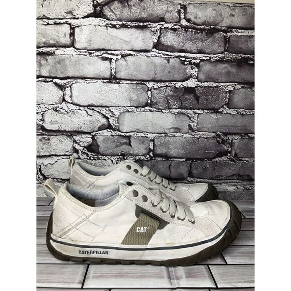 Caterpillar CAT Ivory Canvas Fabric Lace Low Top Work Shoes Men’s Sz 8M US/41EU - Picture 5 of 16